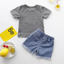 Conjunto Camiseta + Shorts Jeans - Tamanhos de 1 a 4 anos