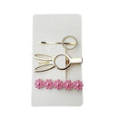 Conjunto 3 Grampos de Cabelo Metal e Pérolas